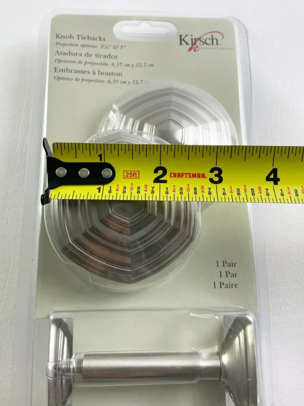 Kirsch Knob Tiebacks Satin Nickel 2 Pairs K36